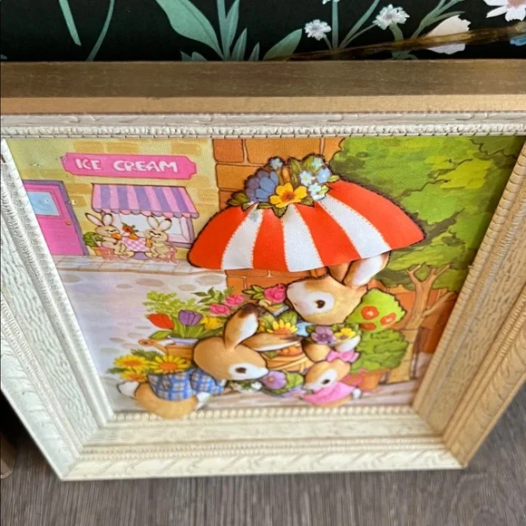 VINTAGE set of 2 Creative Circle Market Time bunny stitch & stuff kit 3D framed - Picture 16 of 17